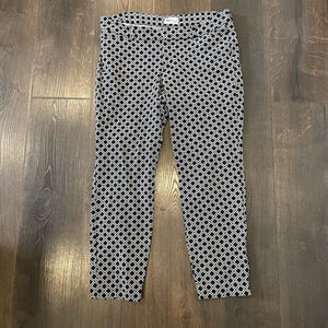 Old Navy Pixie Ankle Pants Womens 14 Black White Geometric Cotton Blend